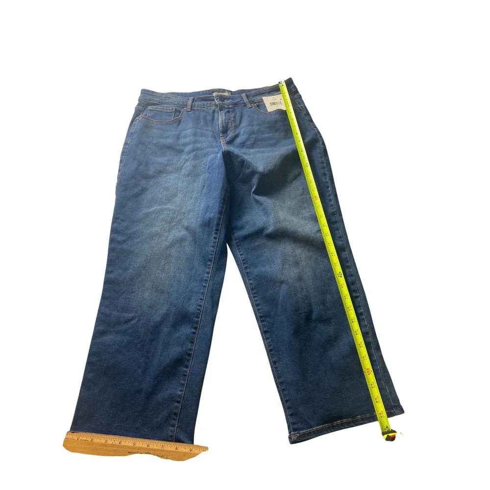 Falls Creek Womens Crop Denim Jeans Size 16 Blue Mid Rise Wide Leg Cropped Pants